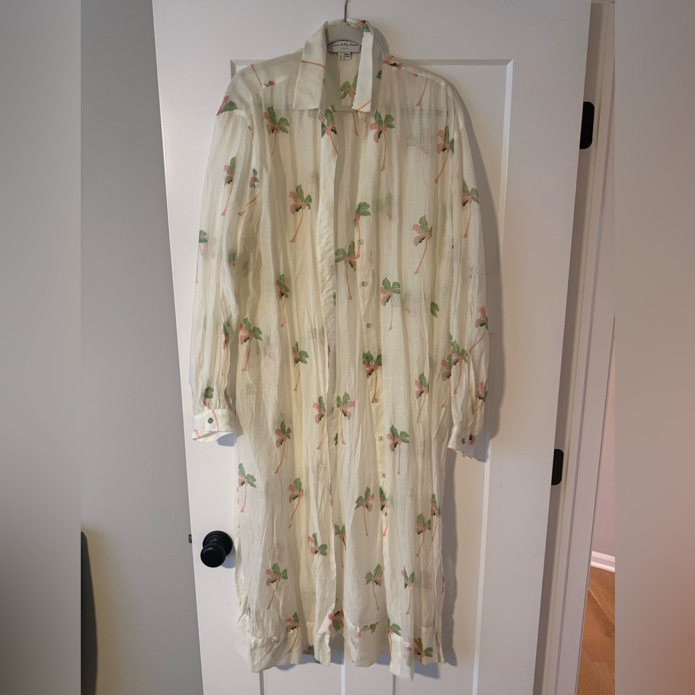 🌴 Never Fully Dressed Palm Tree Button Down Cover-Up (L)